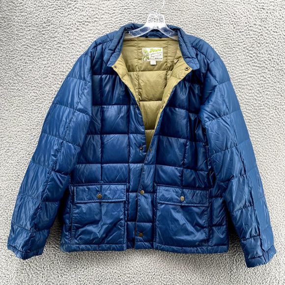 Eddie Bauer Jacket Adult Sz Large Blue Goose Down Puffer Quilted Parka Nylon Men - Picture 3 of 10